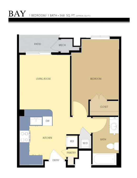 Bay Floor Plan at Liberty Crest Apartments, Salt Lake City, 84111