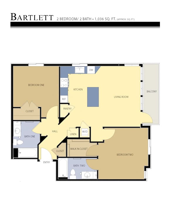Bartlett Floor Plan at Liberty Crest Apartments, Salt Lake City
