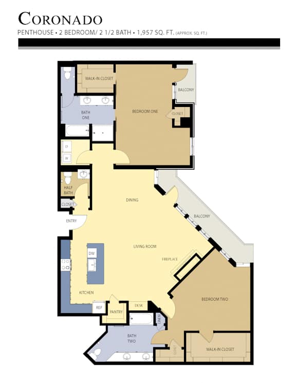 Coronado Floor Plan at Liberty Crest Apartments, Salt Lake City, UT, 84111