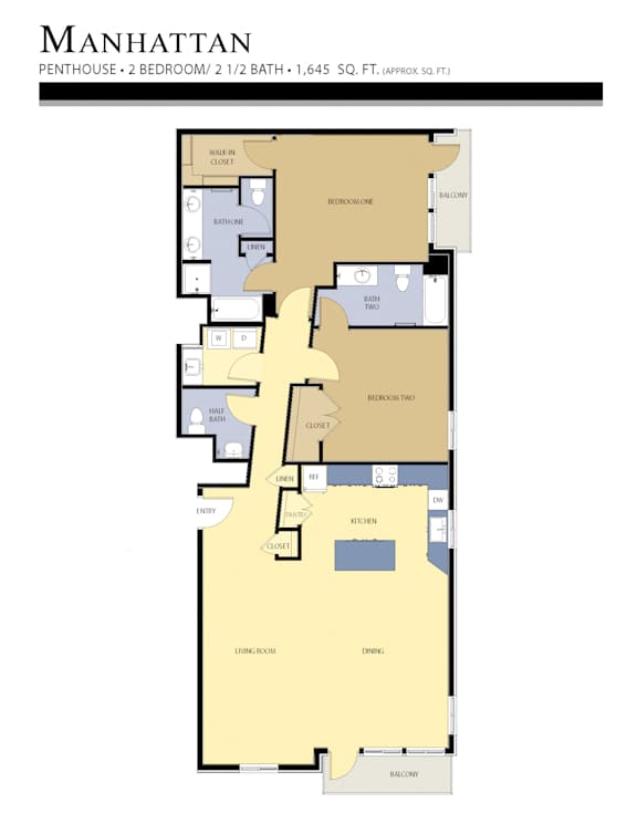 Manhattan Floor Plan at Liberty Crest Apartments, Salt Lake City, 84111