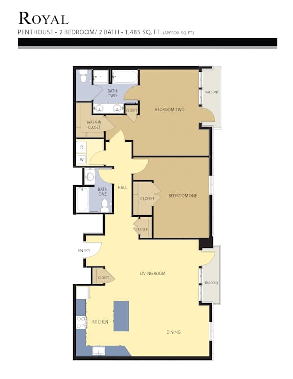 Royal Floor Plan at Liberty Crest Apartments, Salt Lake City, Utah