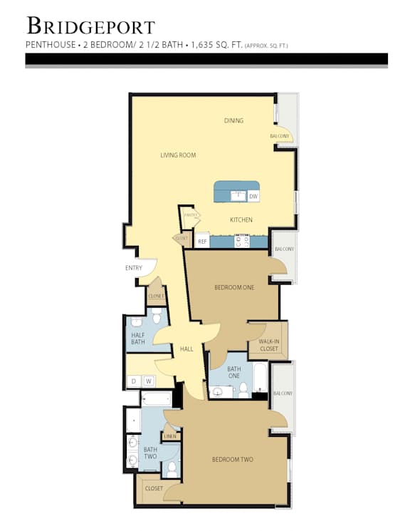 Bridgeport Floor Plan at Liberty Crest Apartments, Utah, 84111