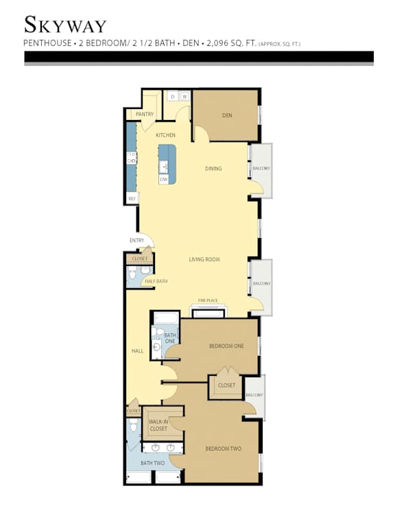 Skyway Floor Plan at Liberty Crest Apartments, Salt Lake City, 84111