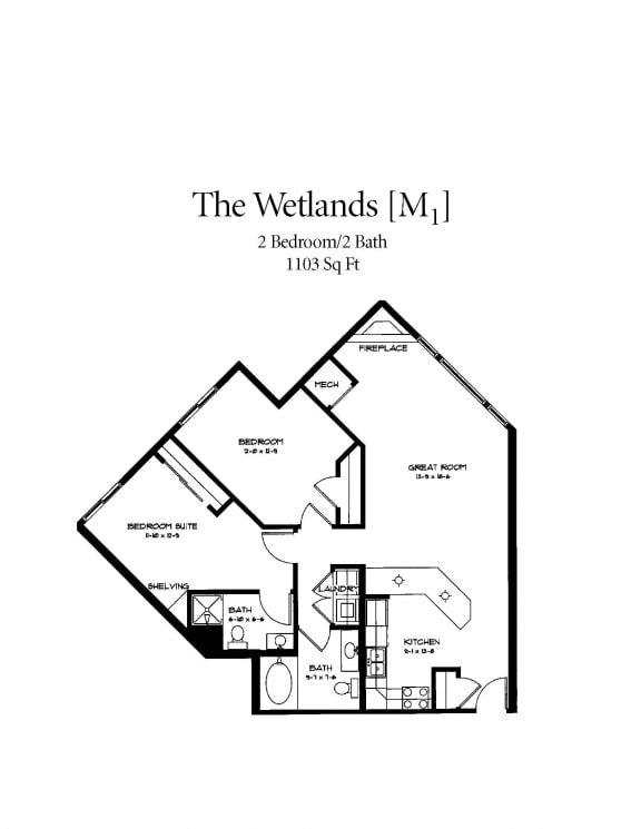The Wetlands With Fireplace Floorplan at Waterstone Place, Minnesota, 55305