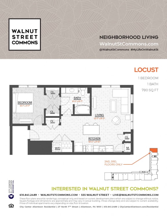1 bed 1 bath Locust at Walnut Street Commons, Pennsylvania, 18101