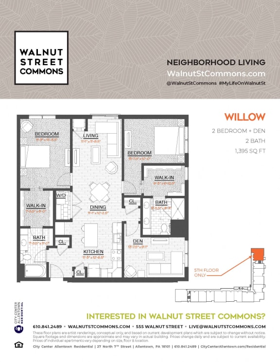 2 bed 2bath Willow at Walnut Street Commons, Allentown, 18101