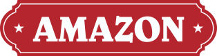 a red and white logo with the word on it