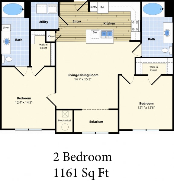 Floor Plan  Two Bedroom Apartment at Billerica