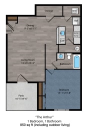 1 bed 1 bath floor plan at The Flats on Houk, Ohio, 43015