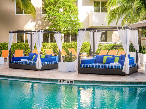 Sun Deck And Poolside Cabanas at The Manor at CityPlace in Doral, FL