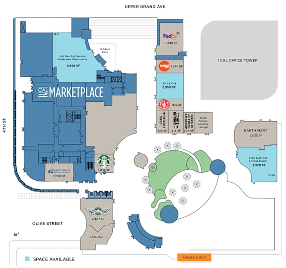 A map shows the layout of a shopping center and surrounding buildings.