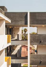 View of inner part of building at Sora Apartments, California