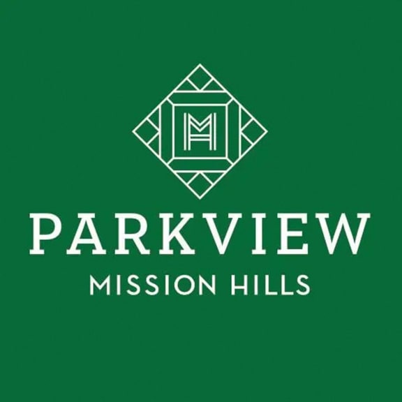 the logo for parkview mission hills on a green background