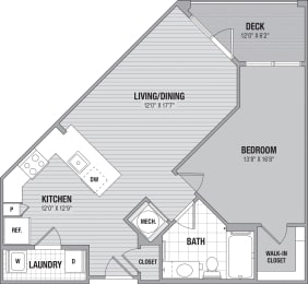 Floor plan of a One bedroom apartments in Hanover MD