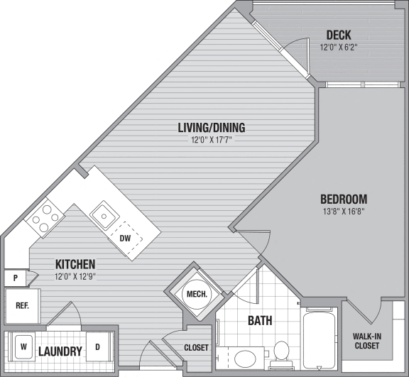 Floor plan of a One bedroom apartments in Hanover MD