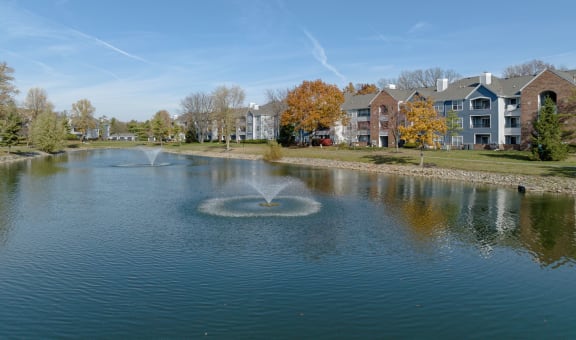 a view of the lake at Saw Mill Village apartments