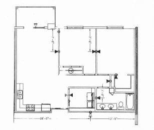  Floor Plan 2 Bedroom 1 Bathroom