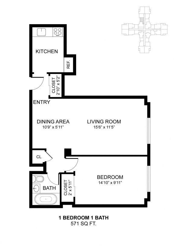 Birch Floorplan  at Parkview Towers, Collingswood, NJ