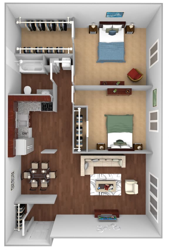 Floor Plan at Dearborn View Apartments, Inkster, MI 48141