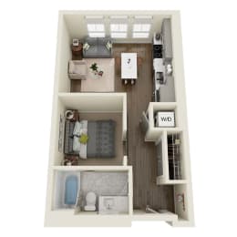 Floor Plan  Collins one bedroom apartment  at Dillard Apartments, Fargo