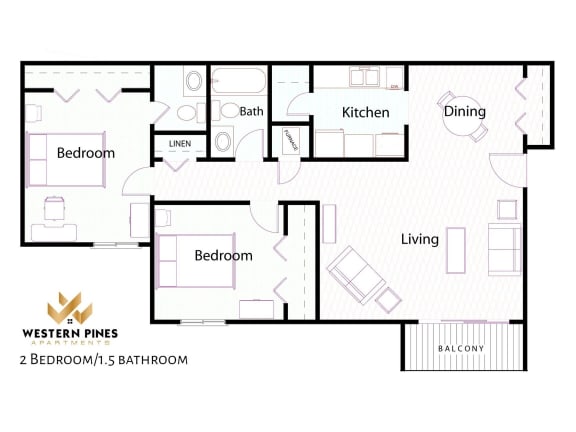 Floor Plan  Two Bedroom One and a Half Bathroom