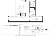 Thumbnail 16 of 26 - A floor plan for a two-bedroom, one-bathroom apartment with a living room, kitchen, and closet.