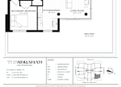 Thumbnail 18 of 26 - A black and white floor plan of a two-bedroom apartment with a balcony.