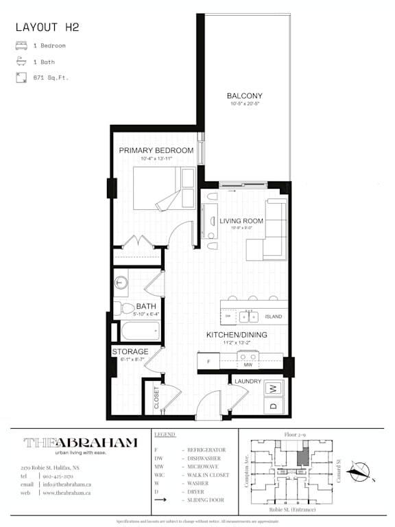 A black and white image of a floor plan for a The Abrahams urban living apartment.