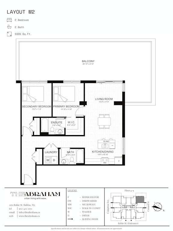 A black and white image of a floor plan for a two bedroom apartment.
