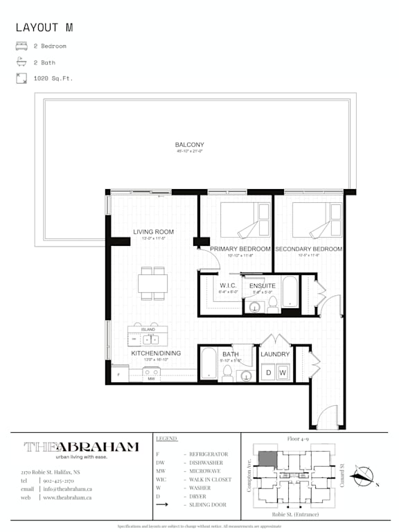 A black and white image of a floor plan for a one bedroom, one bath apartment.