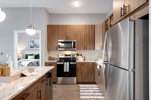 Electric Range In Kitchen at Nuvelo at Parkside, Minnesota