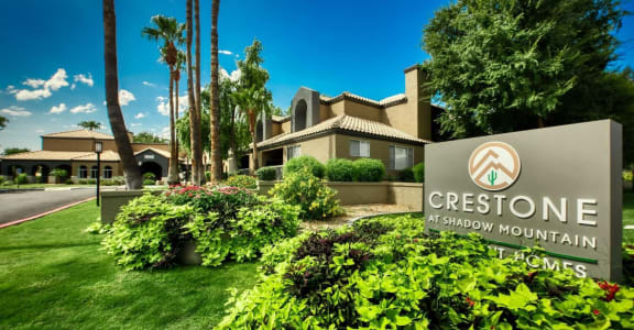 Elegant Entry Signage at Crestone at Shadow Mountain Apartments, Phoenix, AZ, 85032