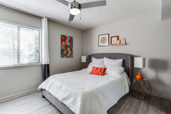 Bedroom With Ceiling Fan at Element at Kirkwood, Atlanta, Georgia