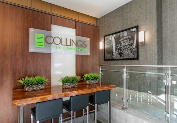 Reception lobby at The Collings at the Lumberyard, Collingswood, 08108
