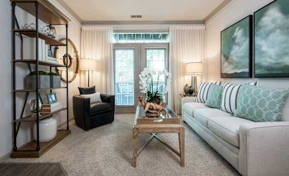 a living room with a couch and a coffee table