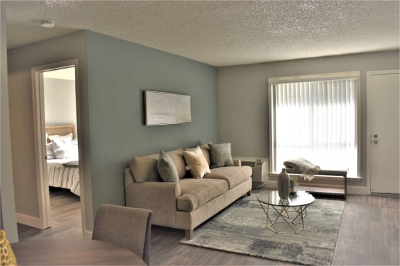 Living Room With Bedroom View at Sunnyvale Town Center, Sunnyvale, California