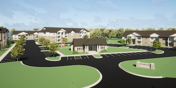 Artist render of Harvest Station apartments.