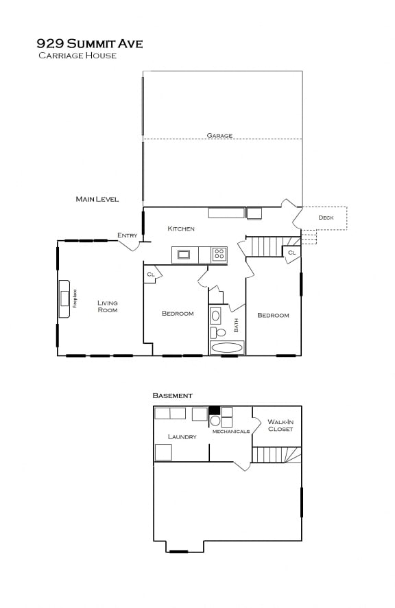 929 Summit - Carriage House and Basement - Floor Plan, St. Paul, Minnesota