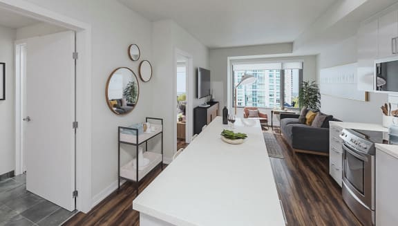 Custom Kitchen with sleek cabinetry and spacious island
