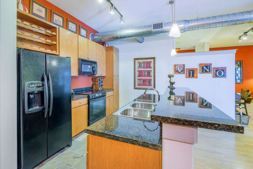 Lofts at Lakeview Apartments - Gourmet kitchens with granite slab countertops