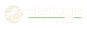A logo with a basketball and the words "Heritage at Valley Ranch".