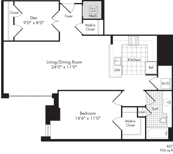 1 bedroom apartments with den in baltimore