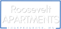 a black background with the words roosevelt apartments written on it