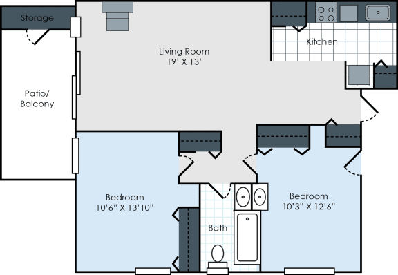 a floor plan of a two bedroom apartment