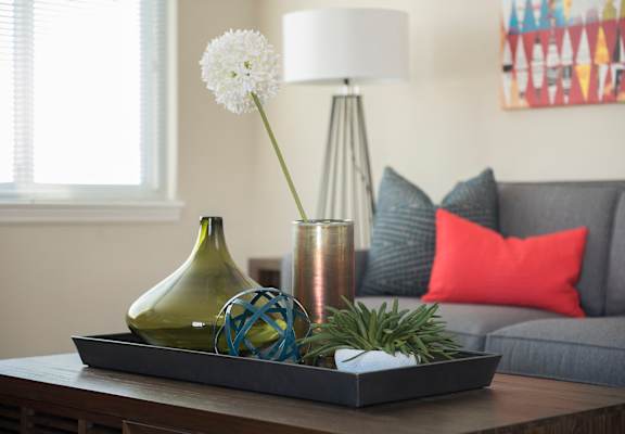 Elegant living room at Crescent Centre Apartments, Louisville, KY