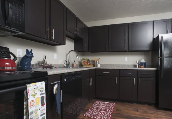Fully equipped kitchen at The Pointe at St. Joseph Apartments, South Bend, IN, 46617