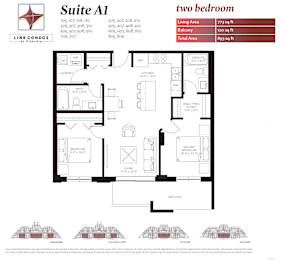 Link Apartment Suite A1 Two Bedroom Floor Plan