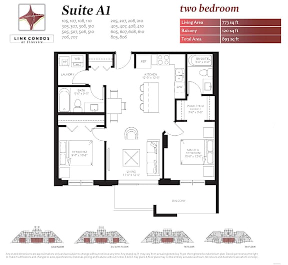 Link Apartment Suite A1 Two Bedroom Floor Plan