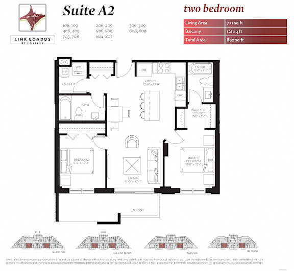 Link Apartment Suite A2 Two Bedroom Floor Plan