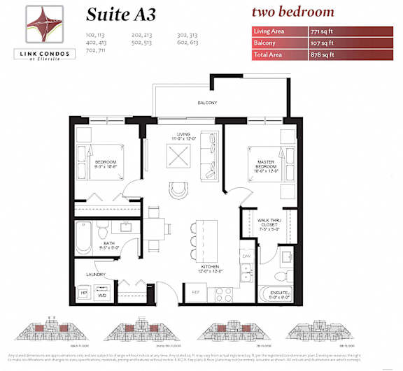 Link Apartment Suite A3 Two Bedroom Floor Plan